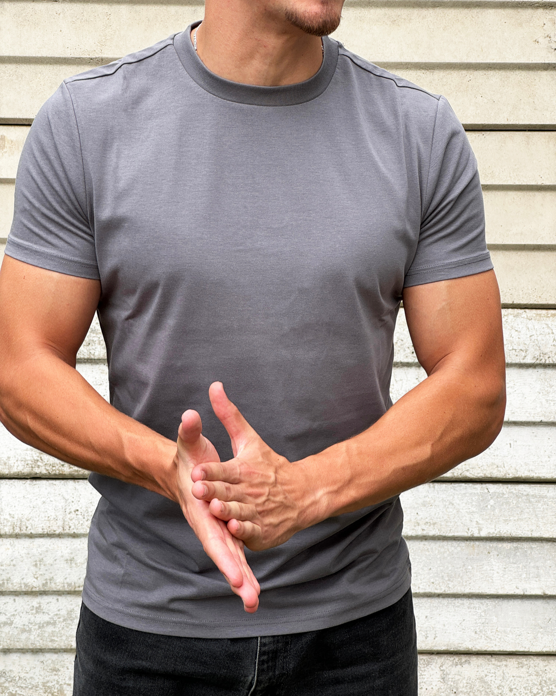 Carbon Grey Slim Crew Neck T-Shirt